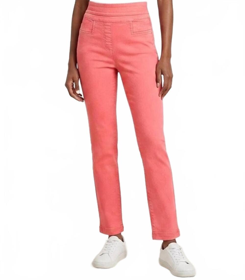 NEW RENUAR woven straight leg pant in coral